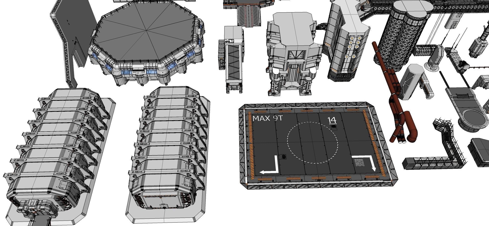 Sci-Fi architecture Elements collection 3 3D model_102