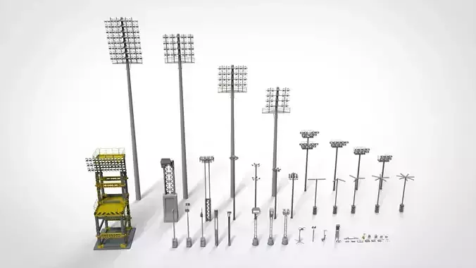 lighting collection two led flood lights 3D model
