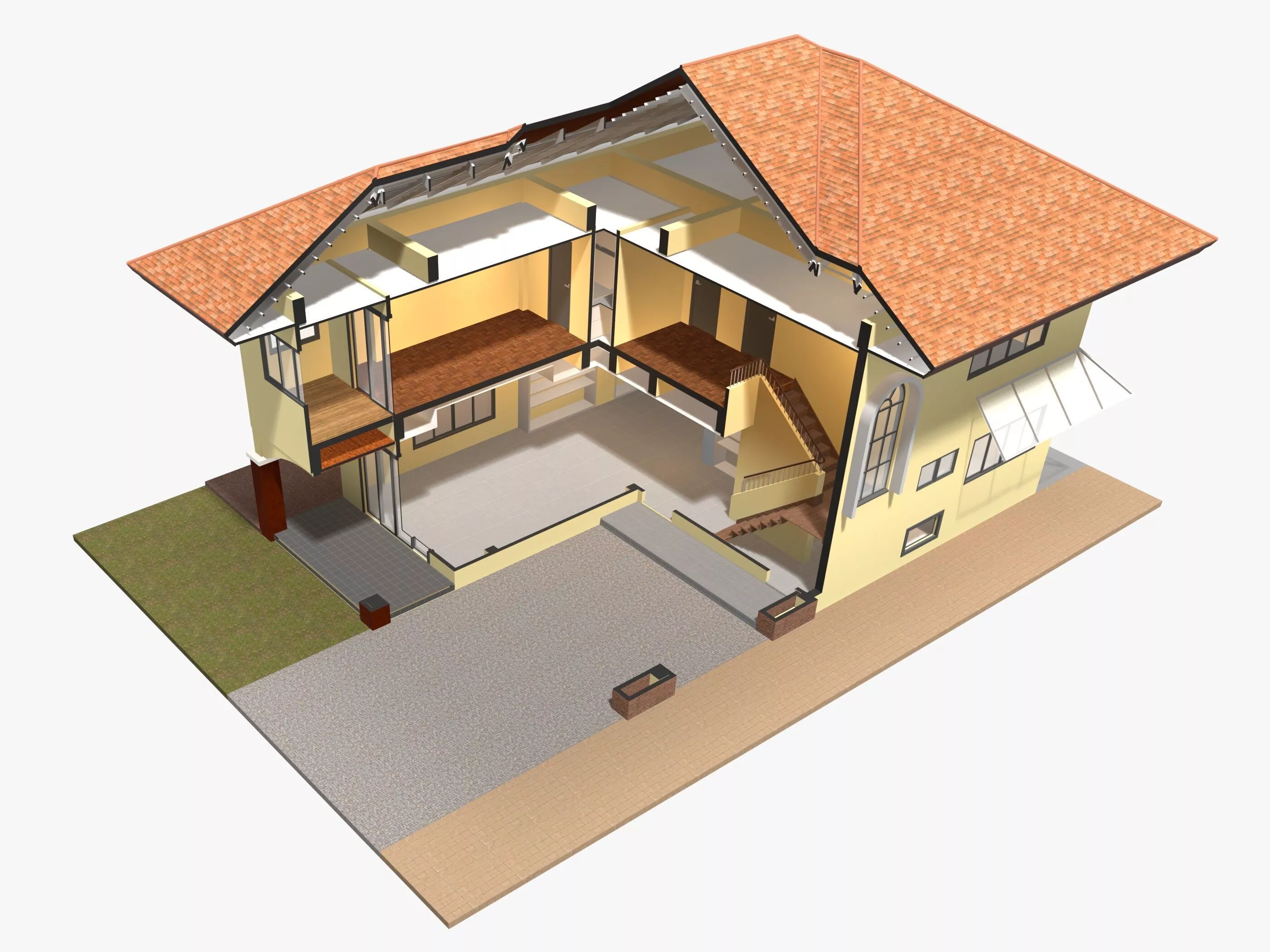 House in cutaway section 26-13 3D model
