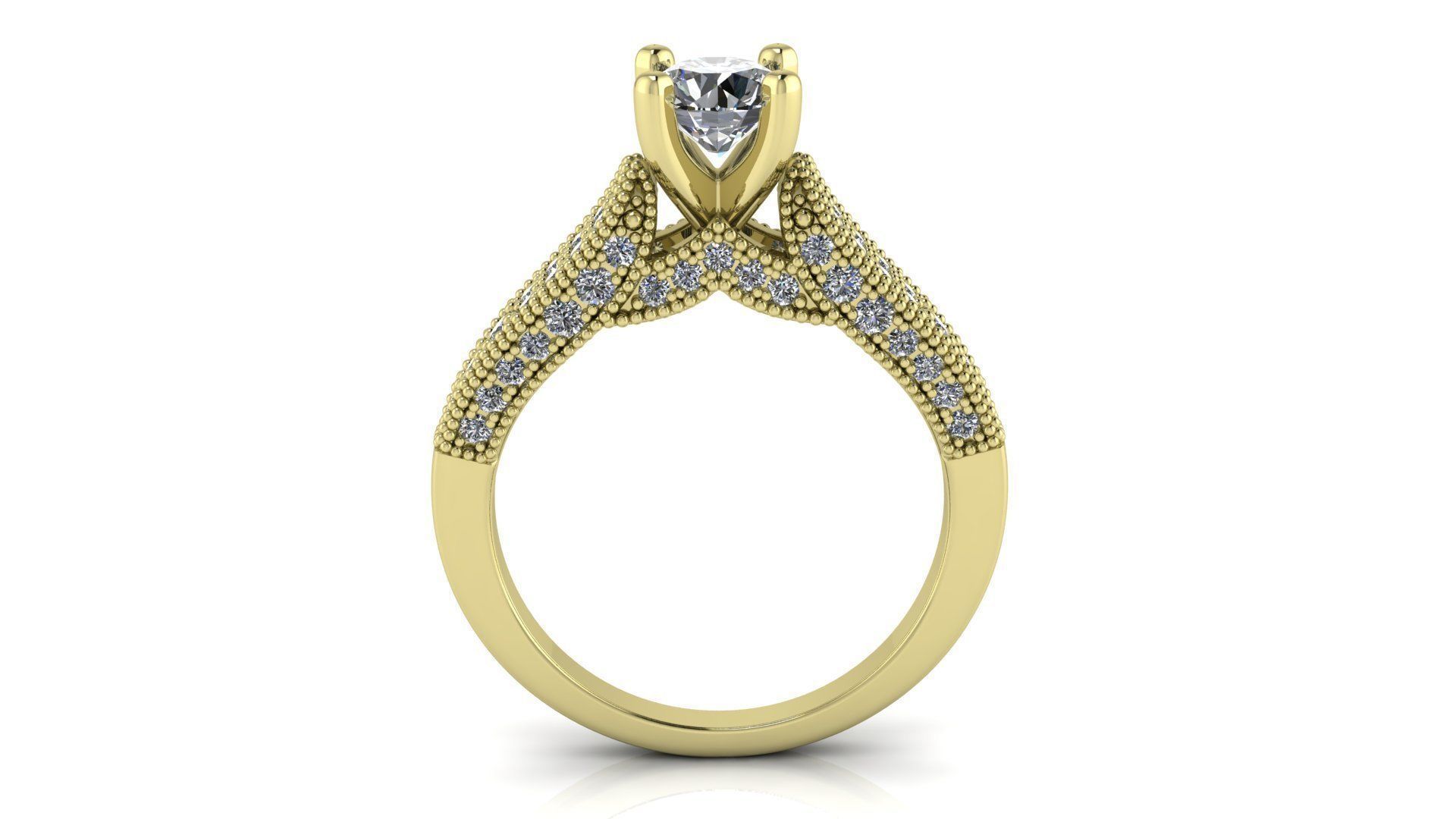 Unique Diamond Engagement Ring 165 3D print model_12