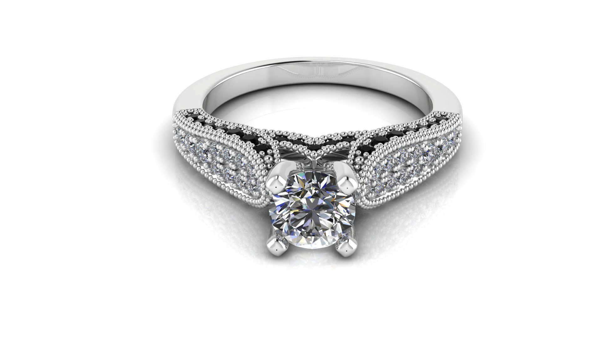 Unique Diamond Engagement Ring 165 3D print model_2