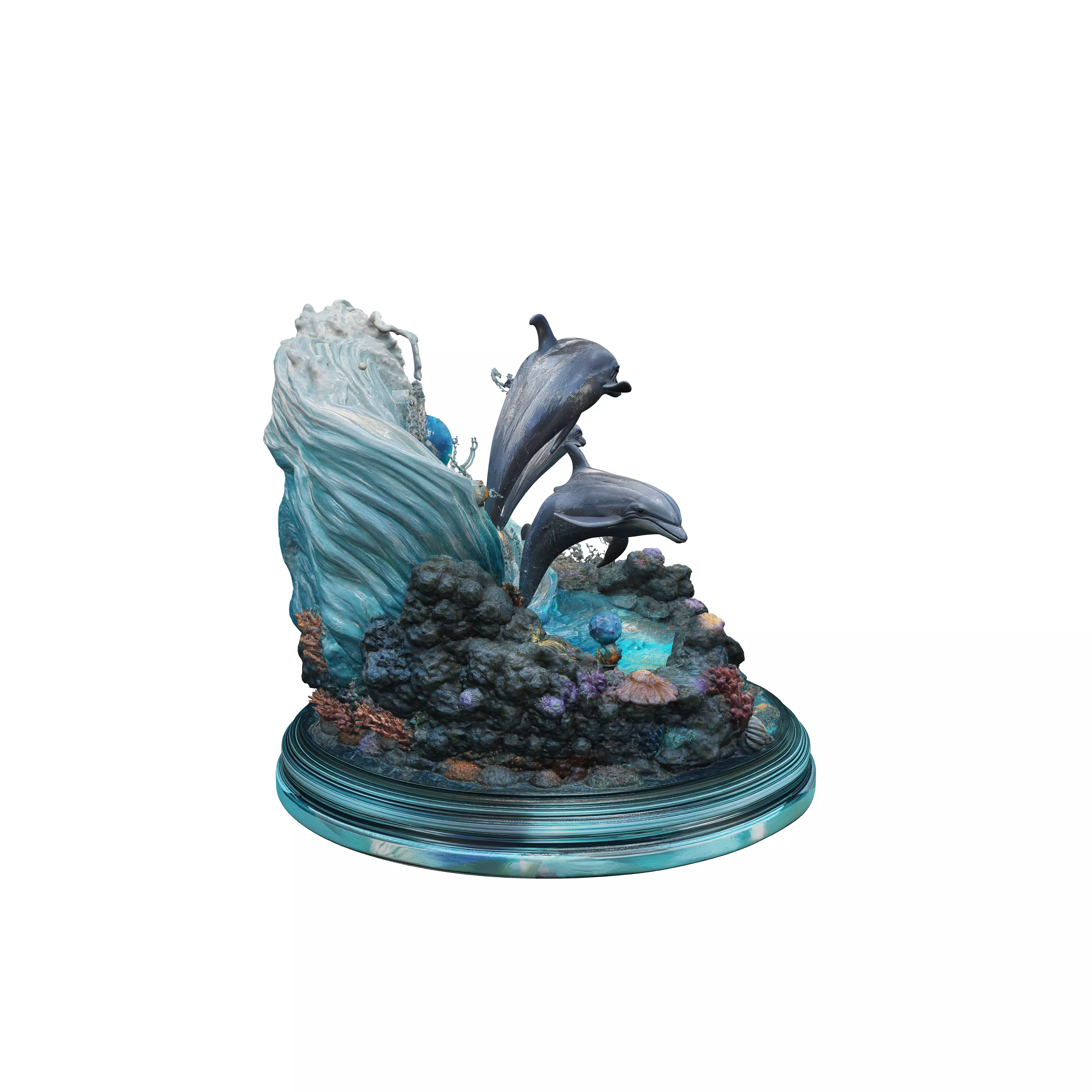 Dolphin Cascade over Coral Reef 3D model