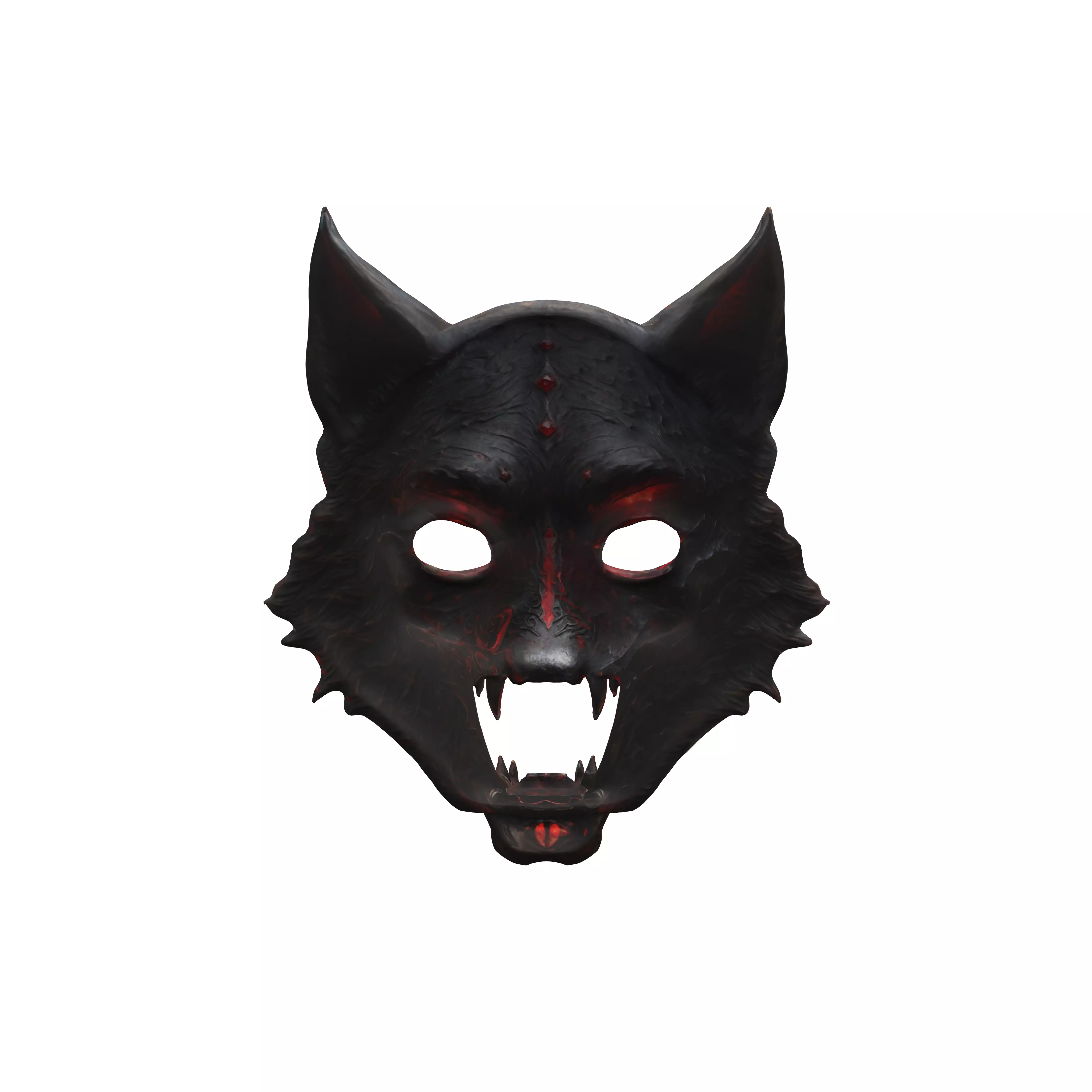 ChronoForgeWeapon medieval mask depicts a view of a dark wolf 3D model