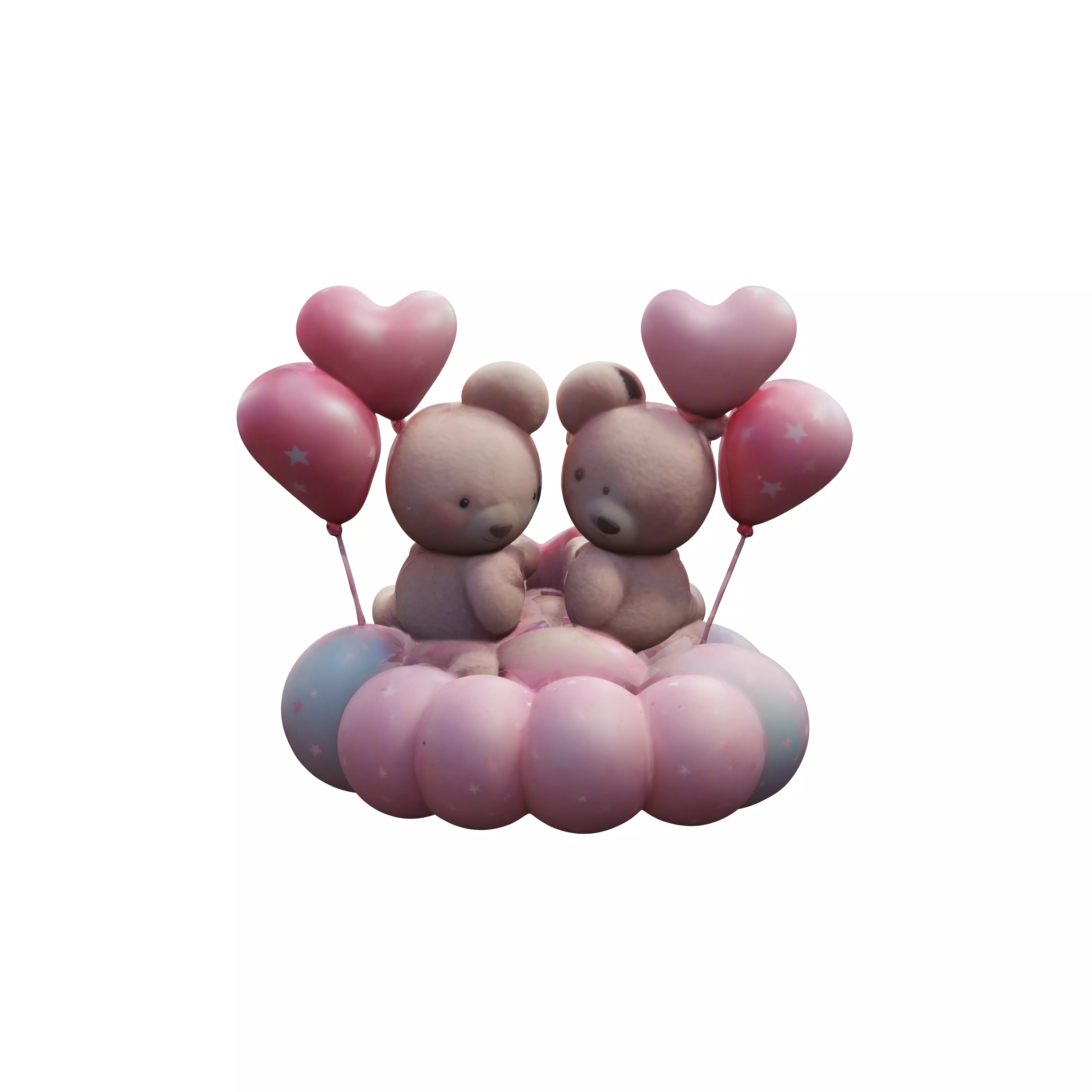 A heartwarming Valentines Day illustration featuring two cute 3D model