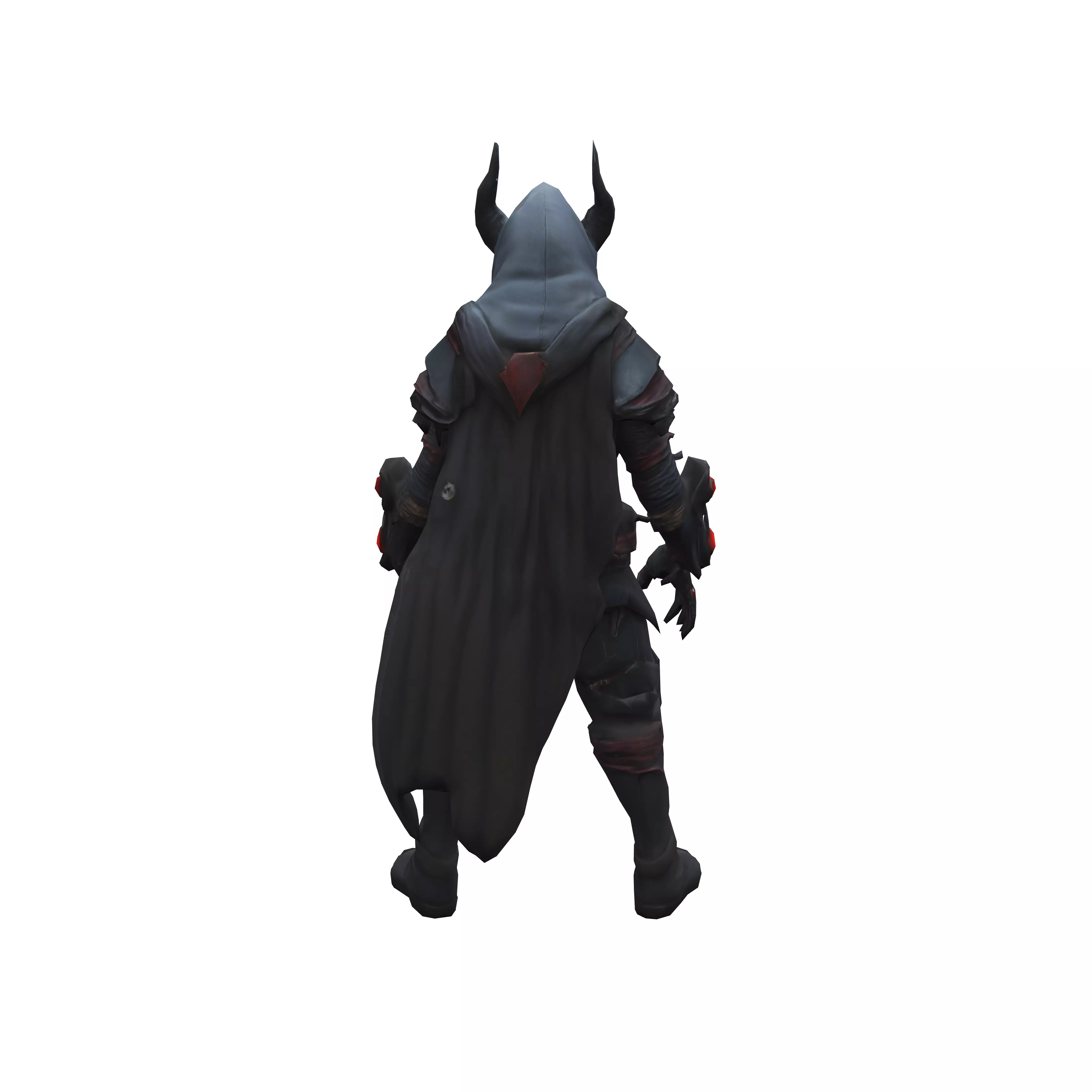 A humanoid devil minion character with a hidden face under a d 3D model