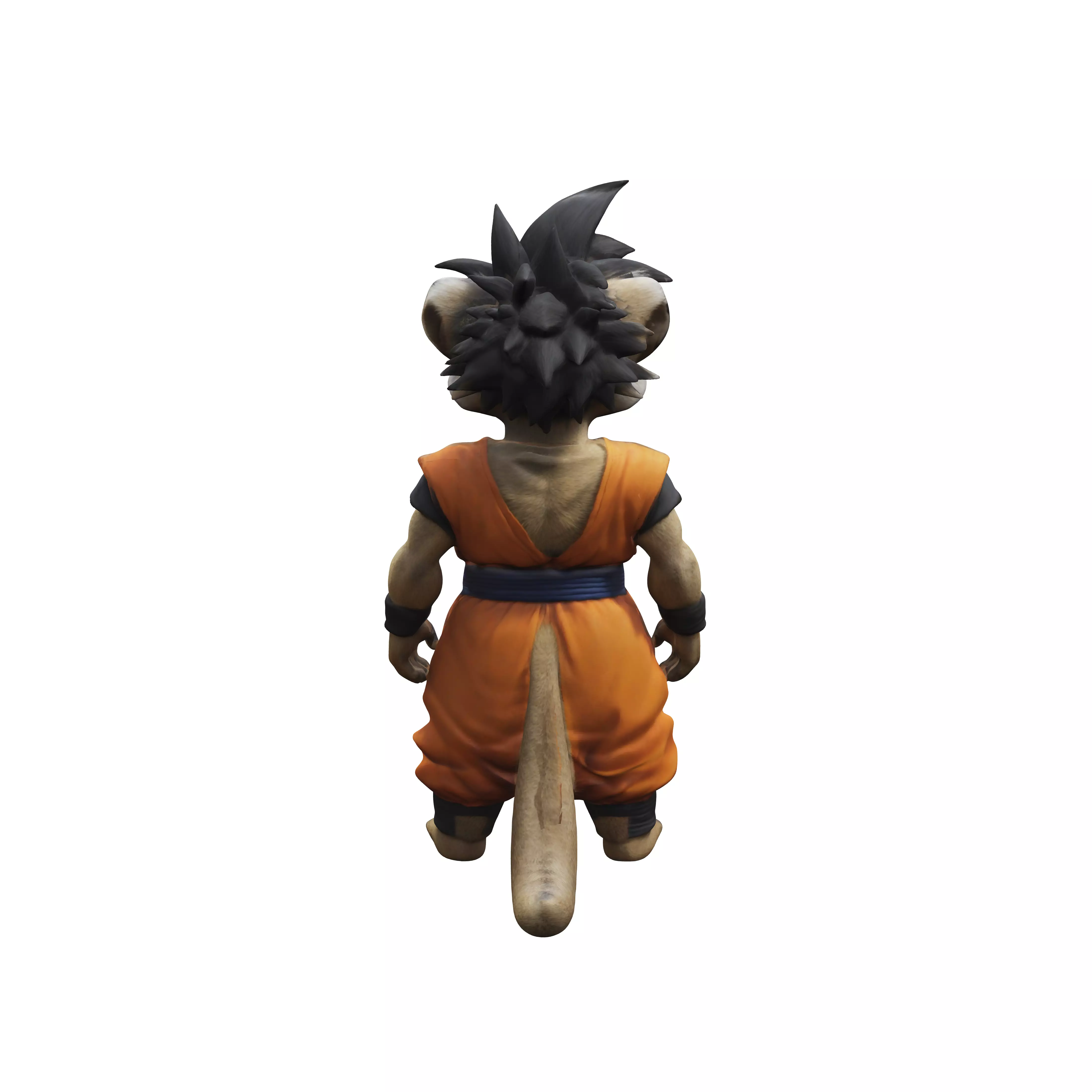 Imagine an anthropomorphic meerkat It is a saiyan Cartoon char 3D model