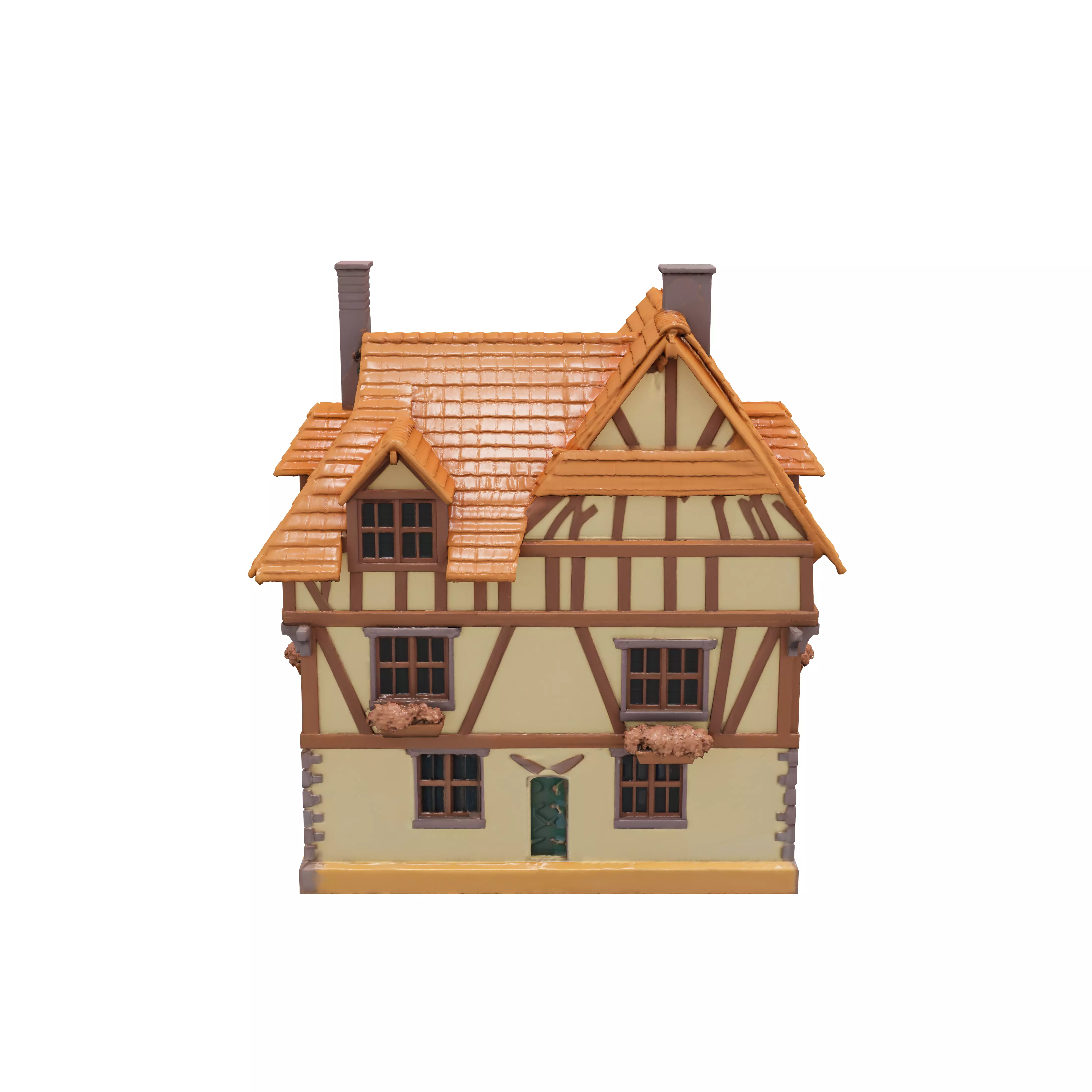 A medieval warm and painterly halftimbered house 3D model