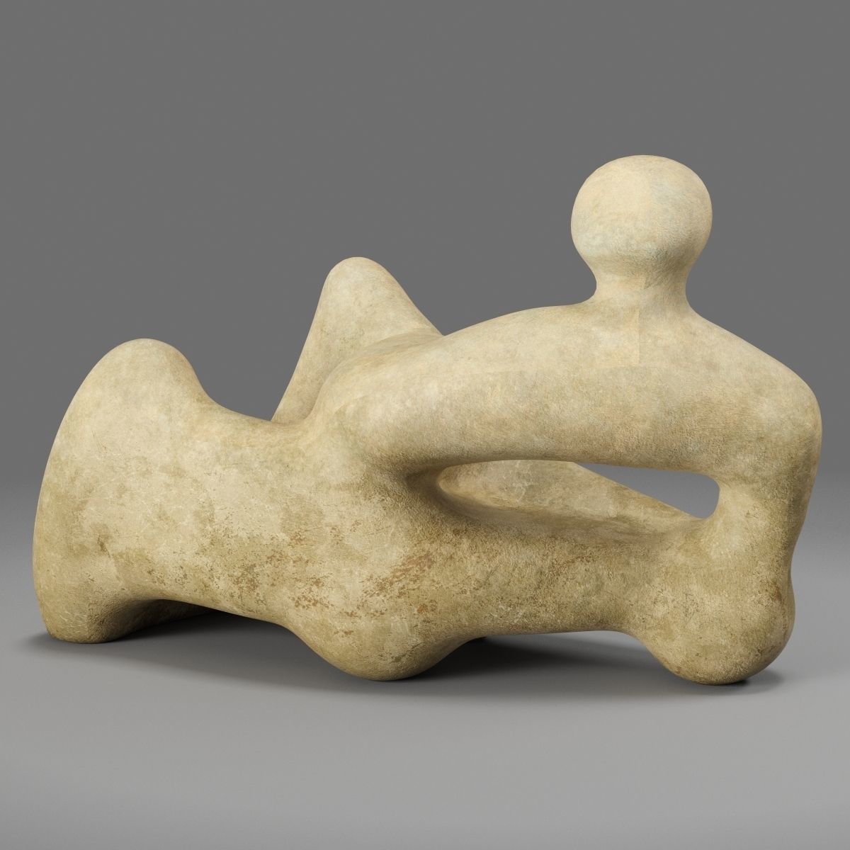 Henry Moore Recumbent Figure Low-poly 3D model_2