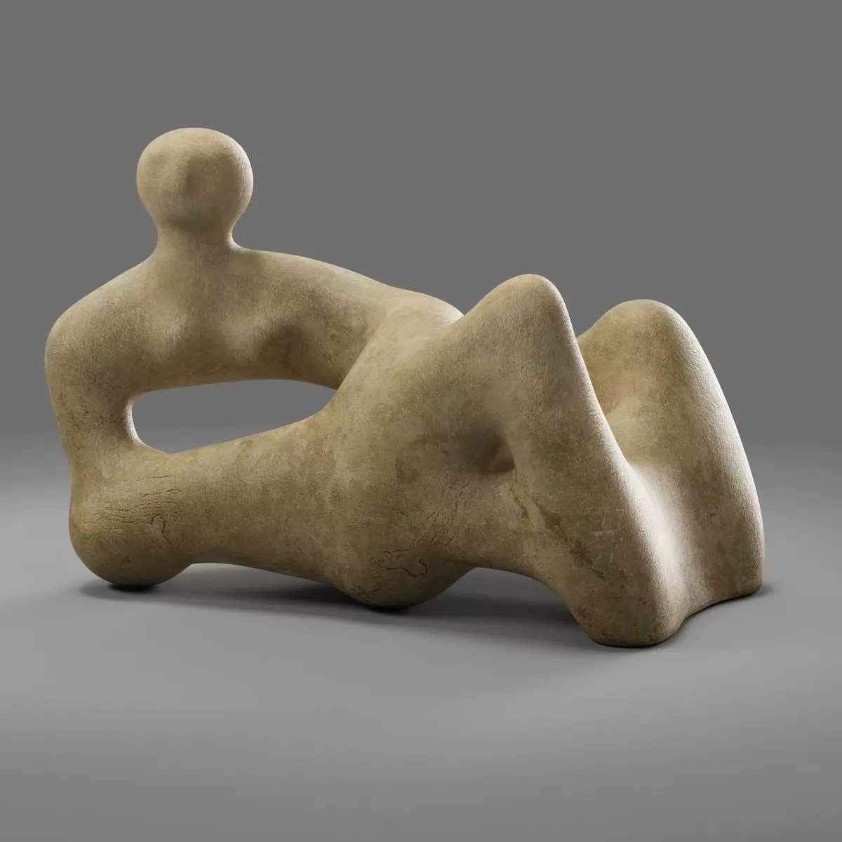 Henry Moore Recumbent Figure Low-poly 3D model_0