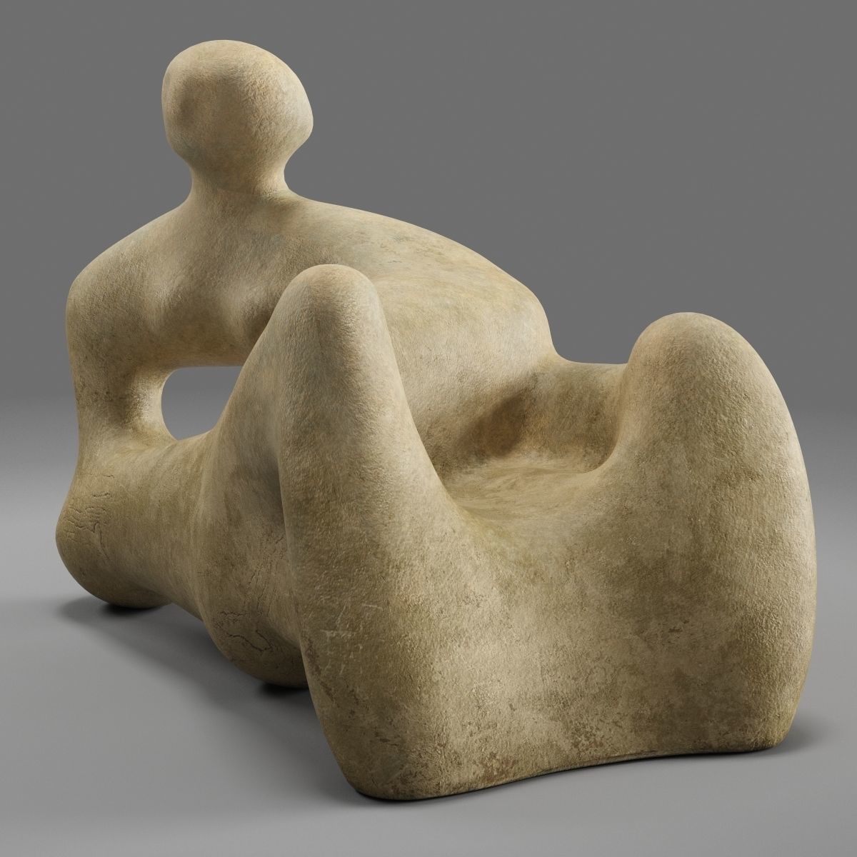 Henry Moore Recumbent Figure Low-poly 3D model_1