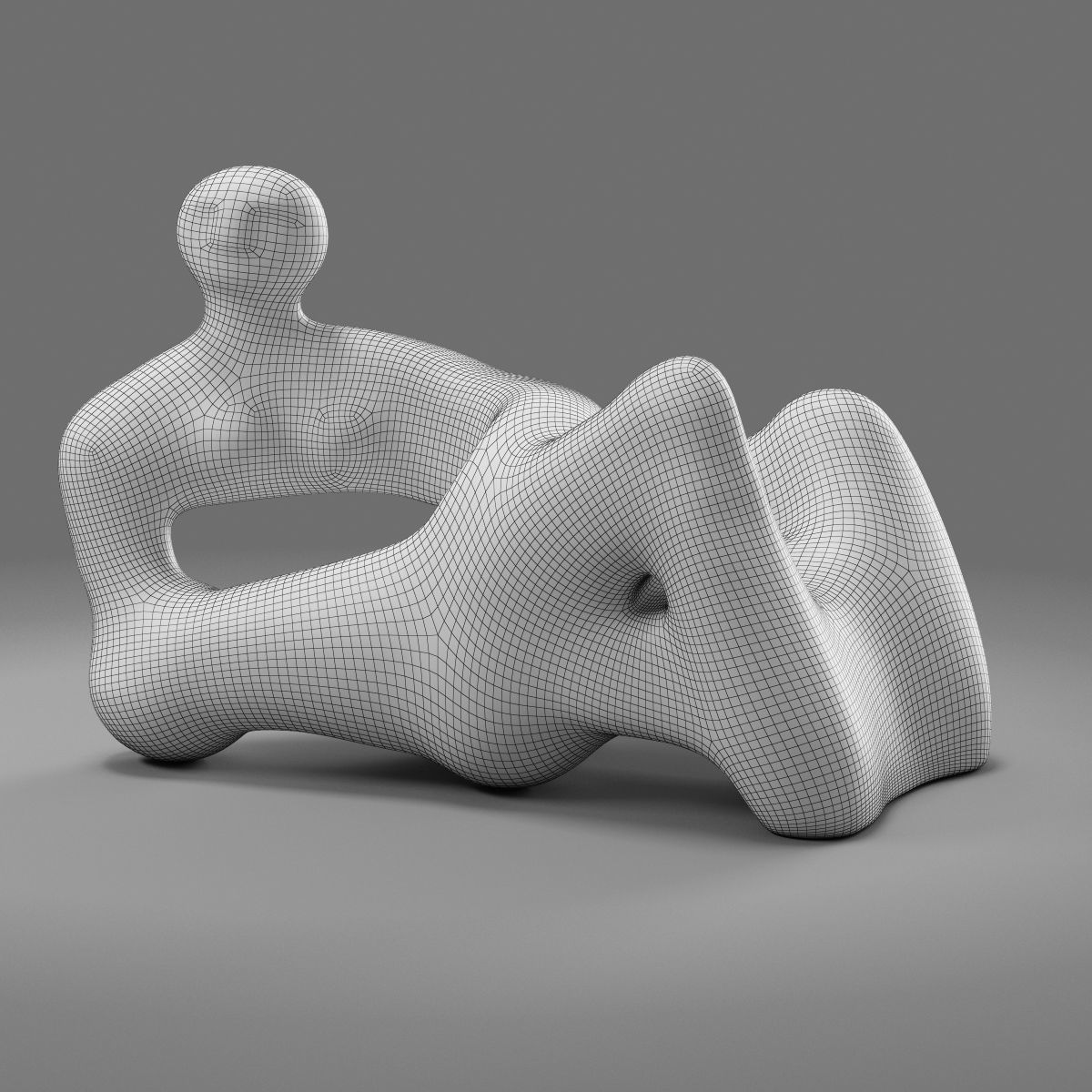 Henry Moore Recumbent Figure Low-poly 3D model_4
