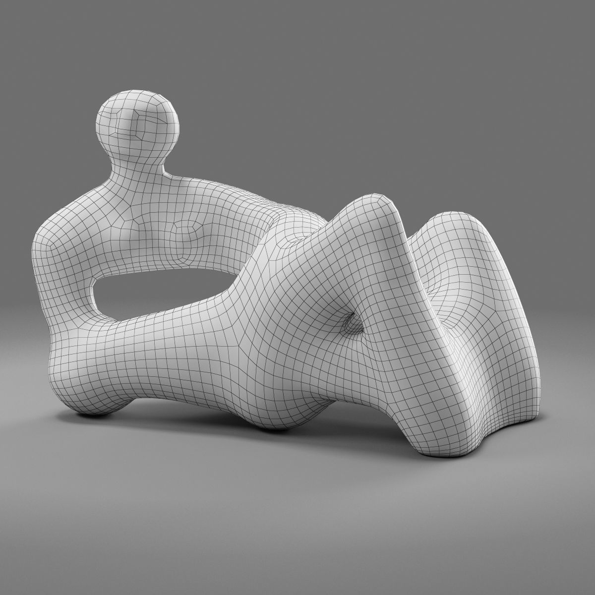 Henry Moore Recumbent Figure Low-poly 3D model_5