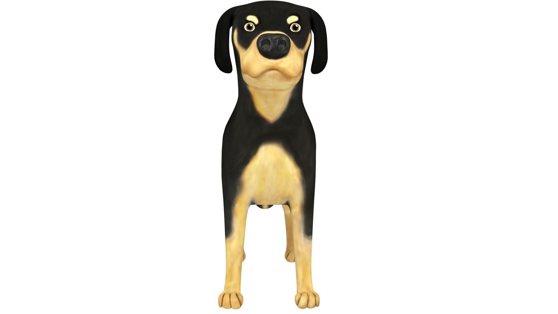 Rottweiler cartoon dog 3D model_1