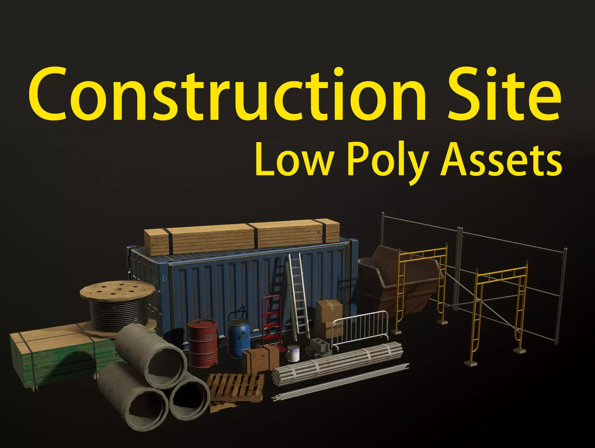 Construction Site Environment Assets - Low Poly Low-poly 3D model_0