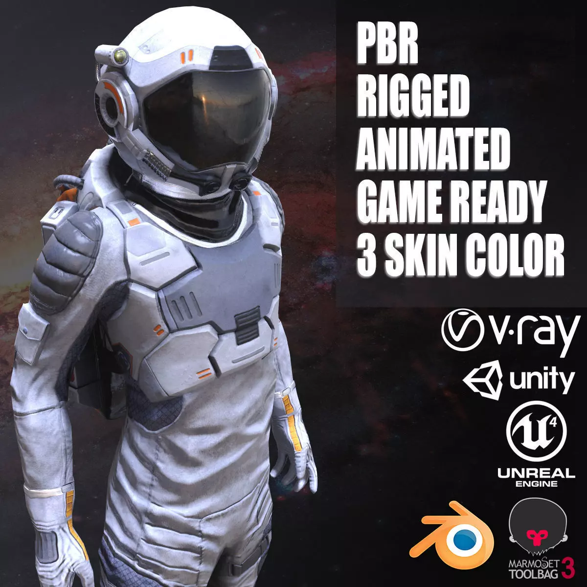 male Space Suit Low-poly 3D model_0