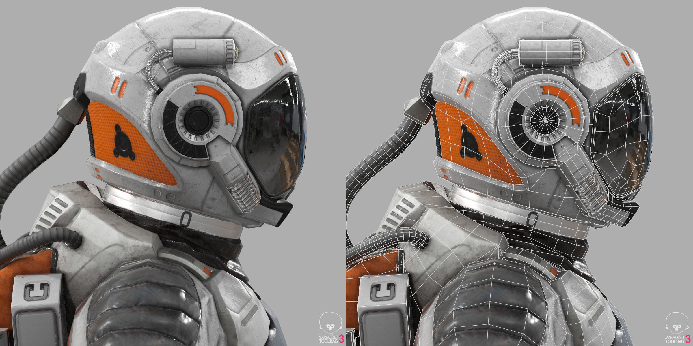 male Space Suit Low-poly 3D model_19