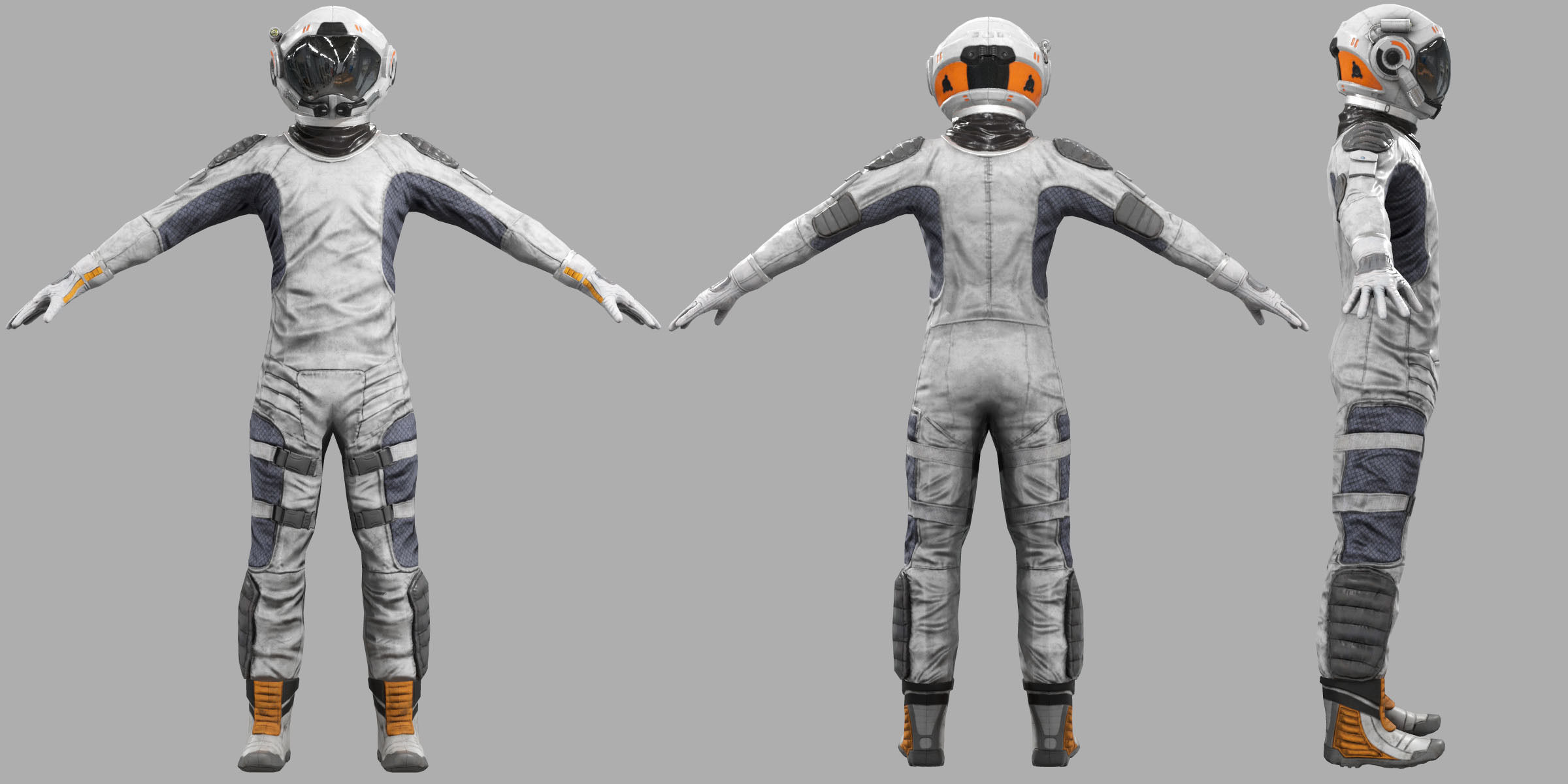 male Space Suit Low-poly 3D model_9