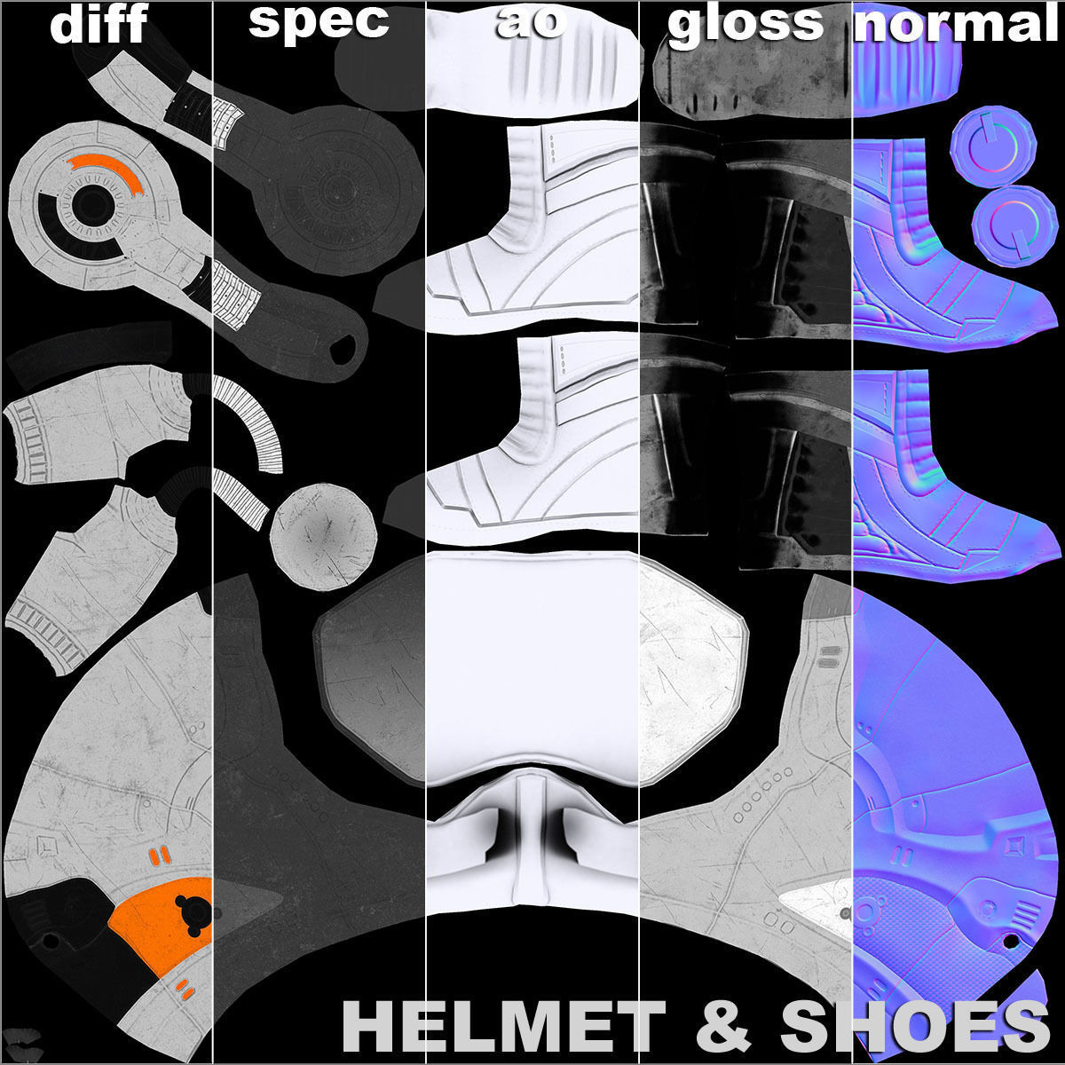 male Space Suit Low-poly 3D model_26