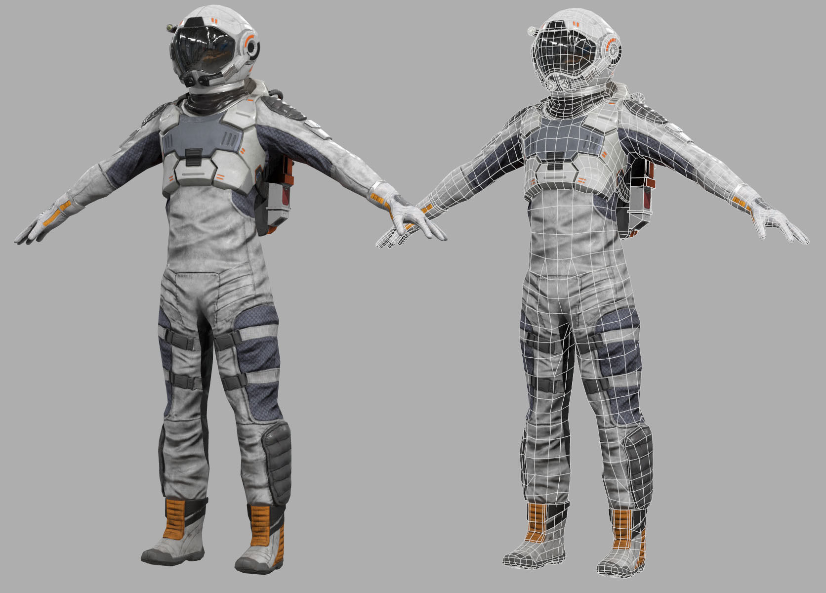male Space Suit Low-poly 3D model_8