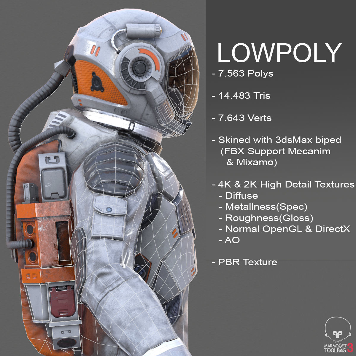male Space Suit Low-poly 3D model_1