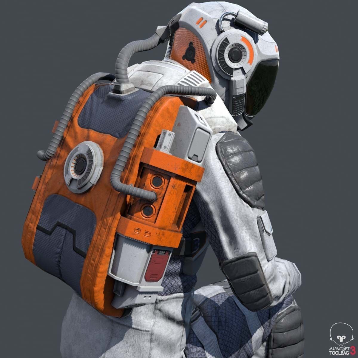 male Space Suit Low-poly 3D model_7