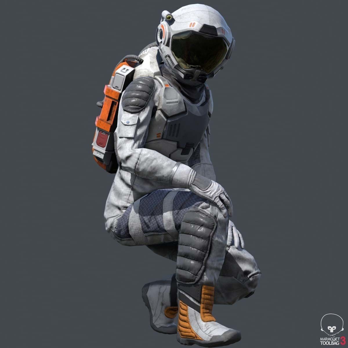 male Space Suit Low-poly 3D model_6
