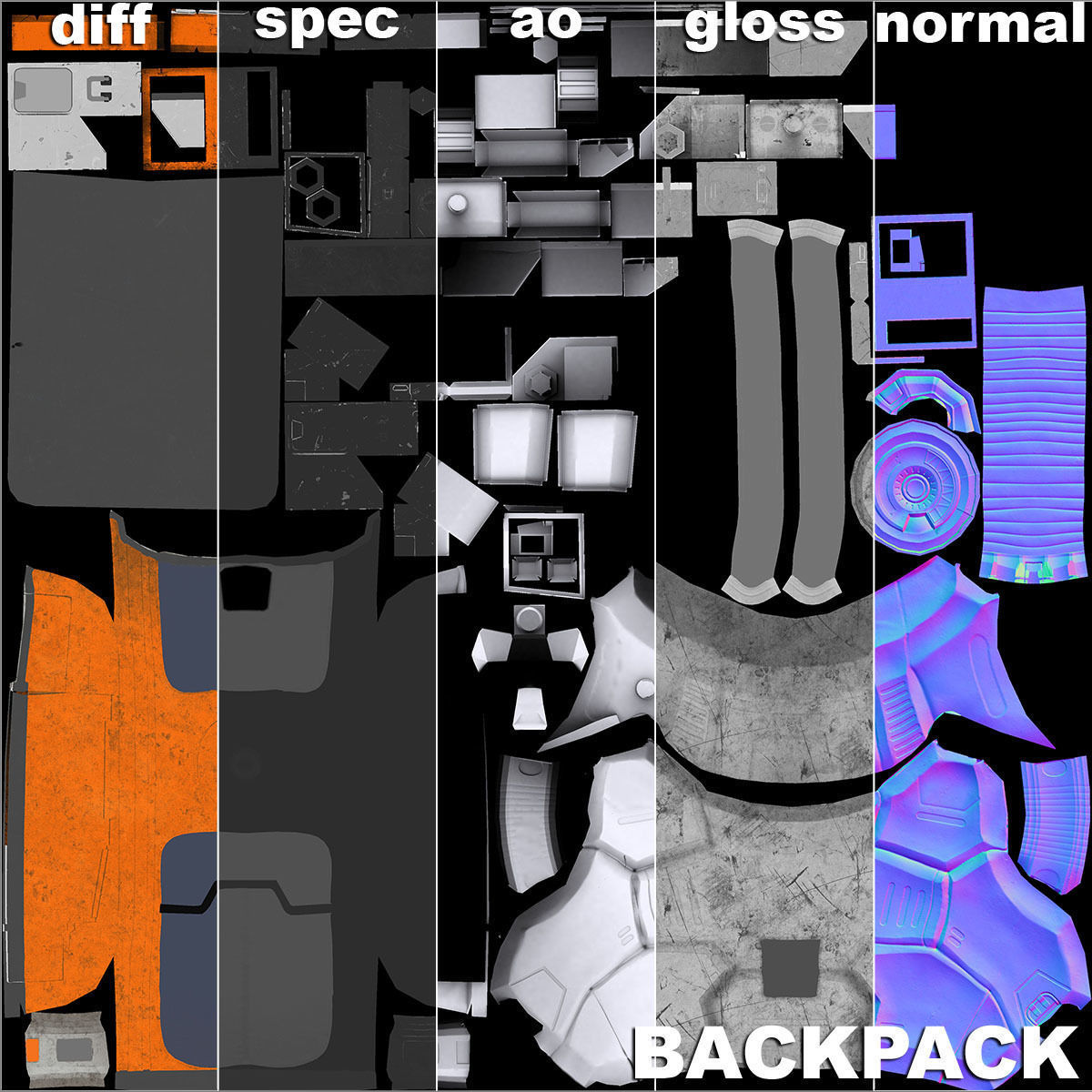 male Space Suit Low-poly 3D model_27