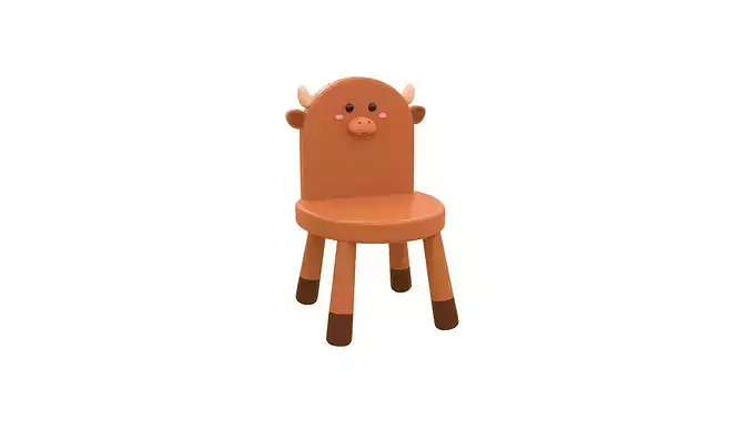 Low Poly Cute Highland Cow Chair Furniture