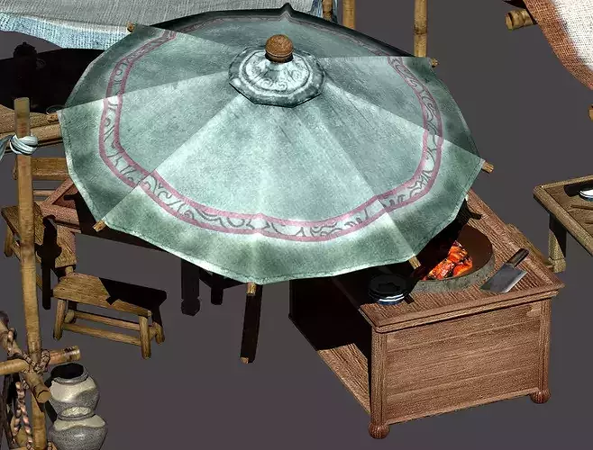 Traditional Asian Street Food Market Stalls 3D Model Collection 3D model 5