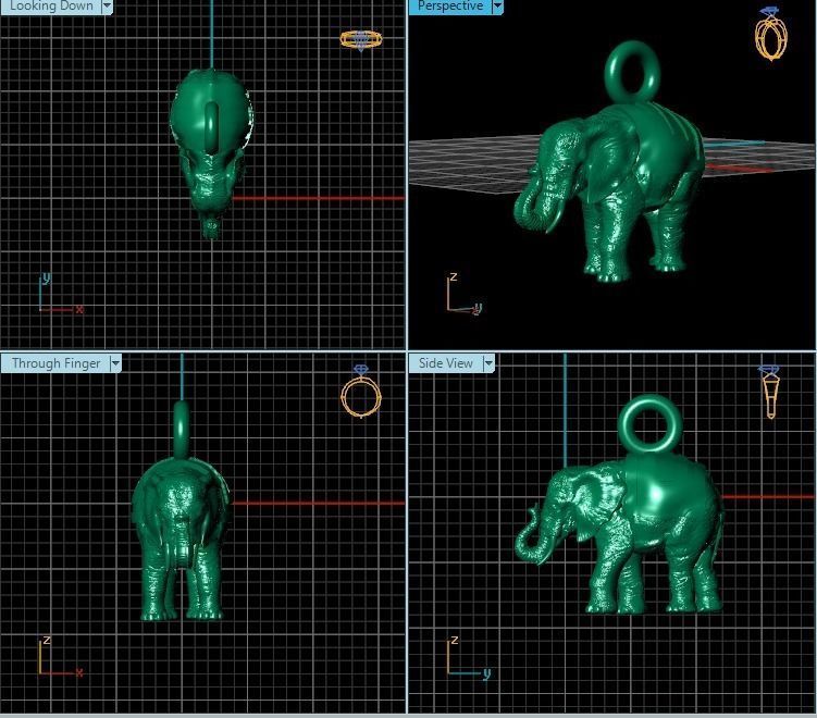 Pendant golden elephant 3D print model_2