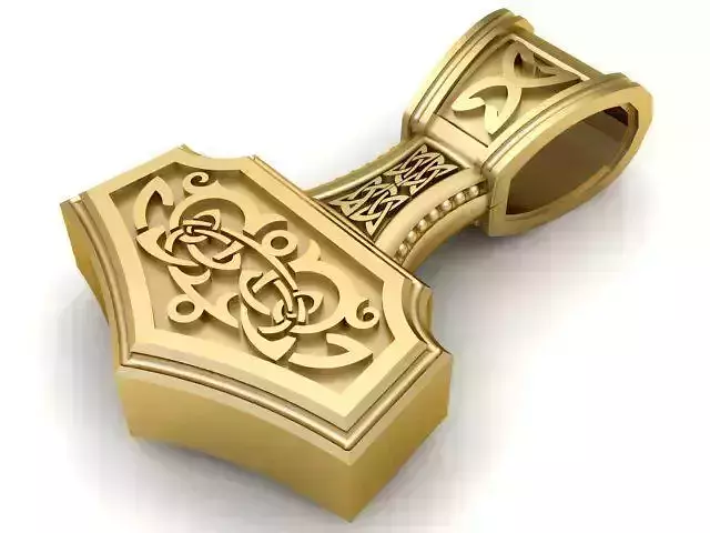 Pendant gold thor hammer