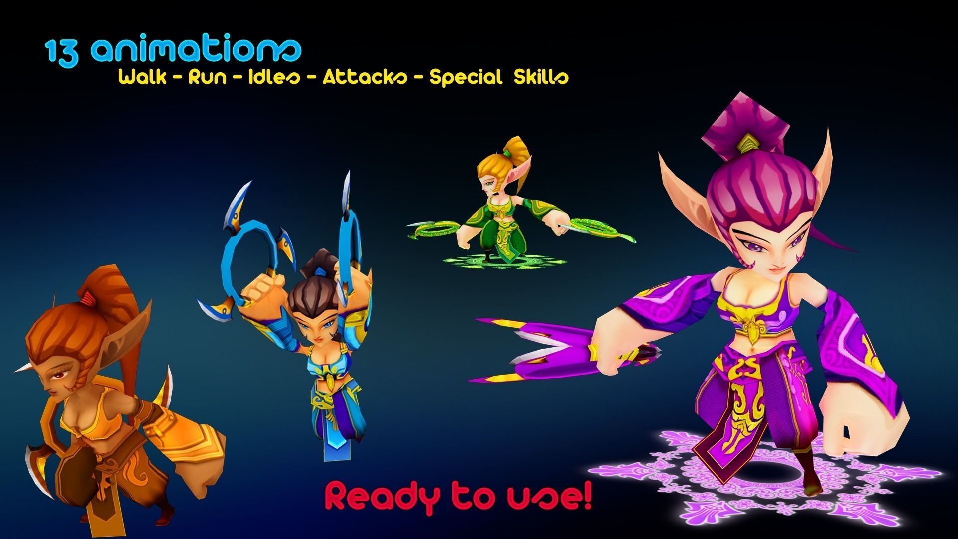 Lady Assassin Low-poly 3D model_8