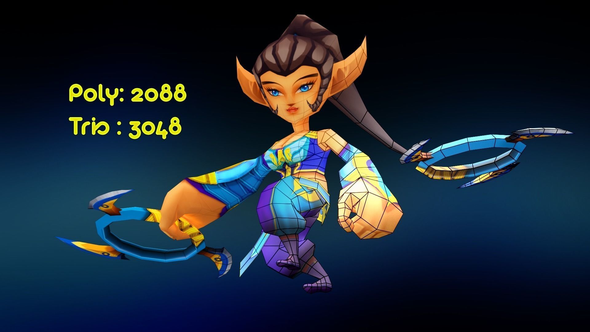 Lady Assassin Low-poly 3D model_7