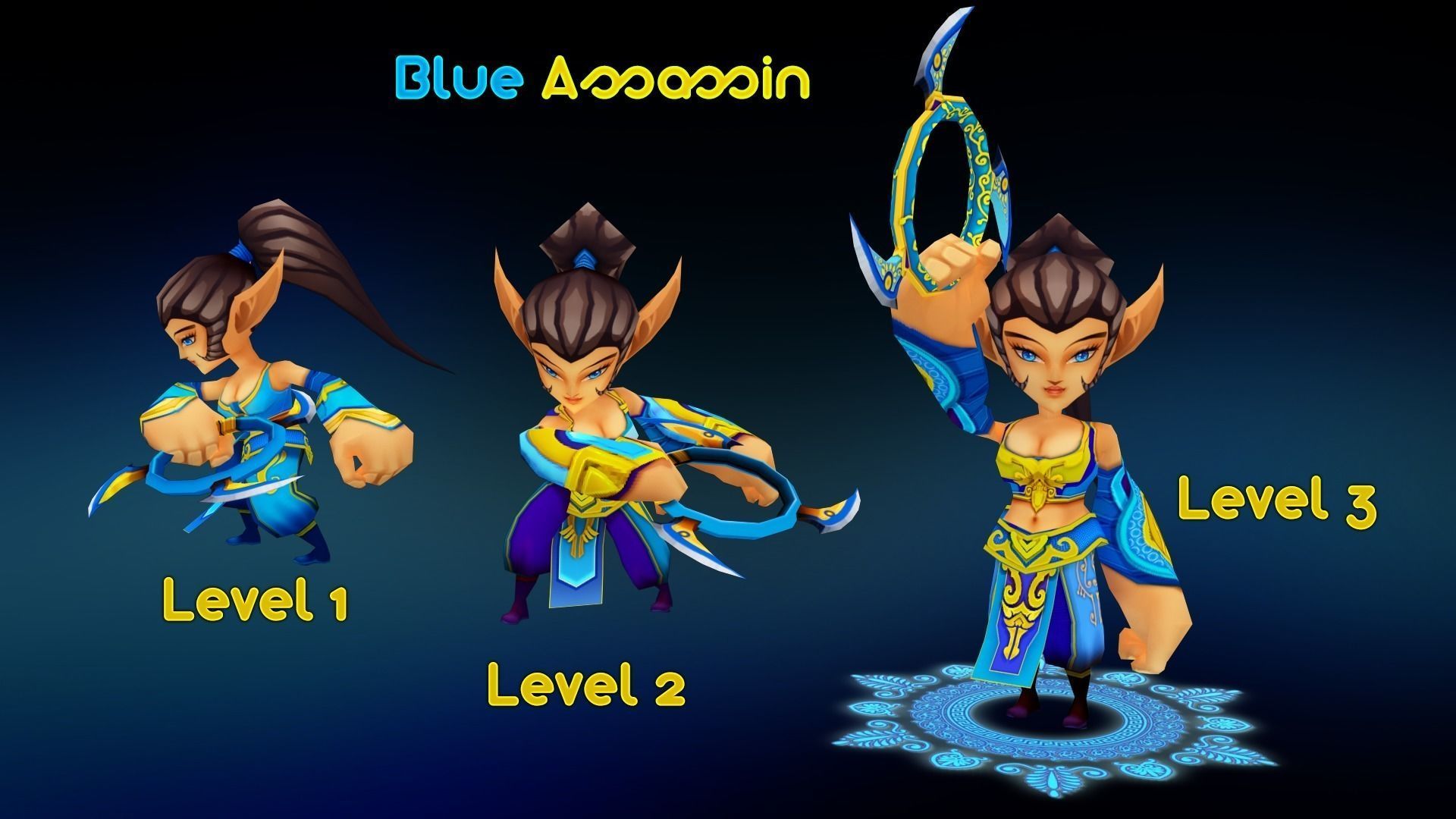 Lady Assassin Low-poly 3D model_3