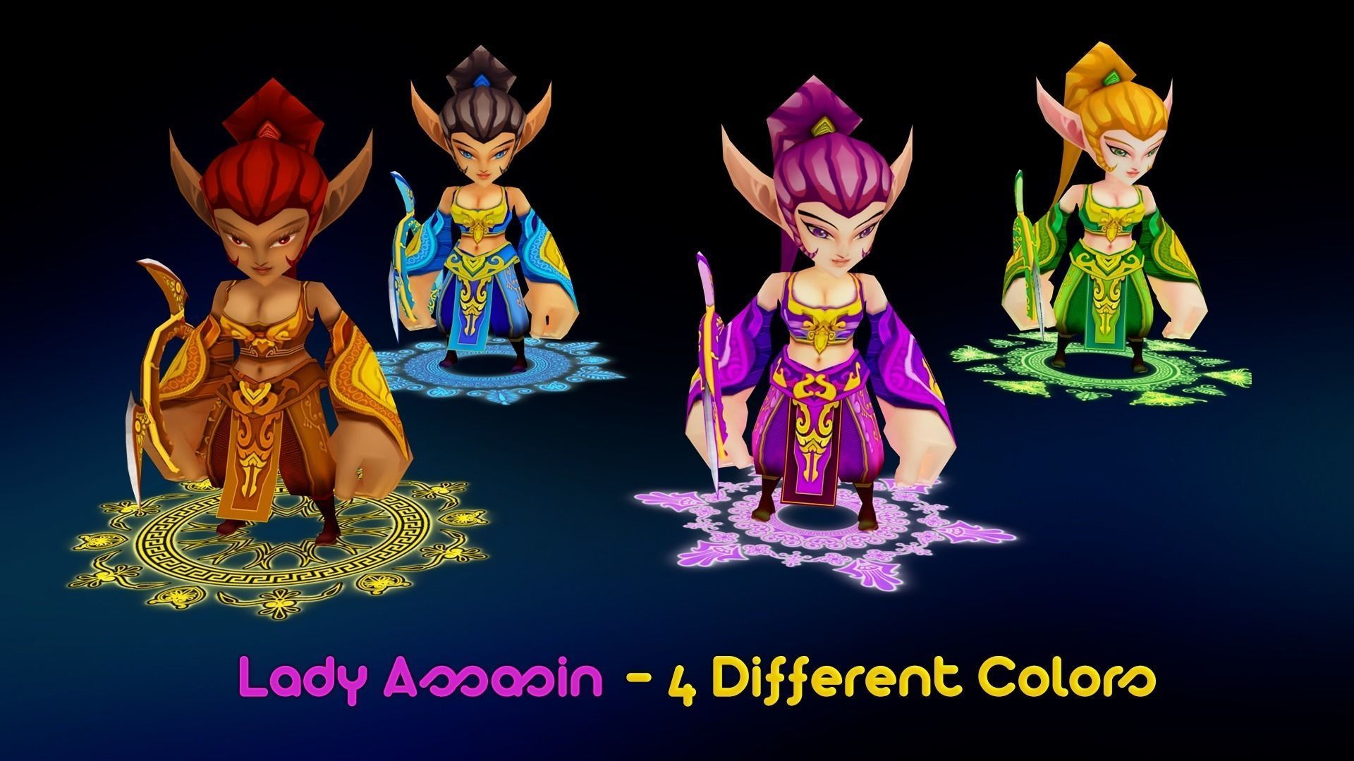 Lady Assassin Low-poly 3D model_2