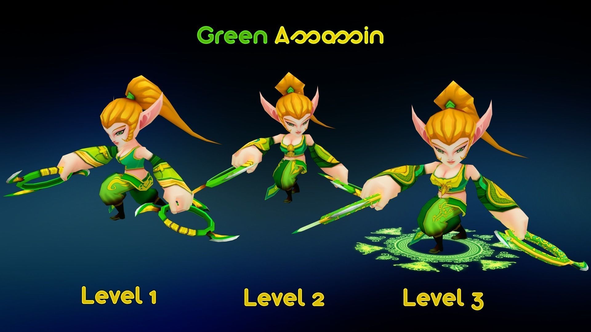 Lady Assassin Low-poly 3D model_5