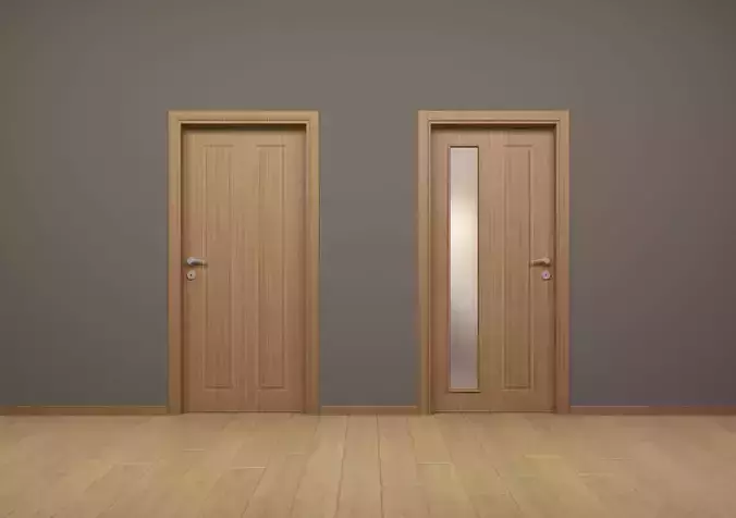  Modern Interior Wood Door - Real Wood UVW Maps -  MUTE 2-2C