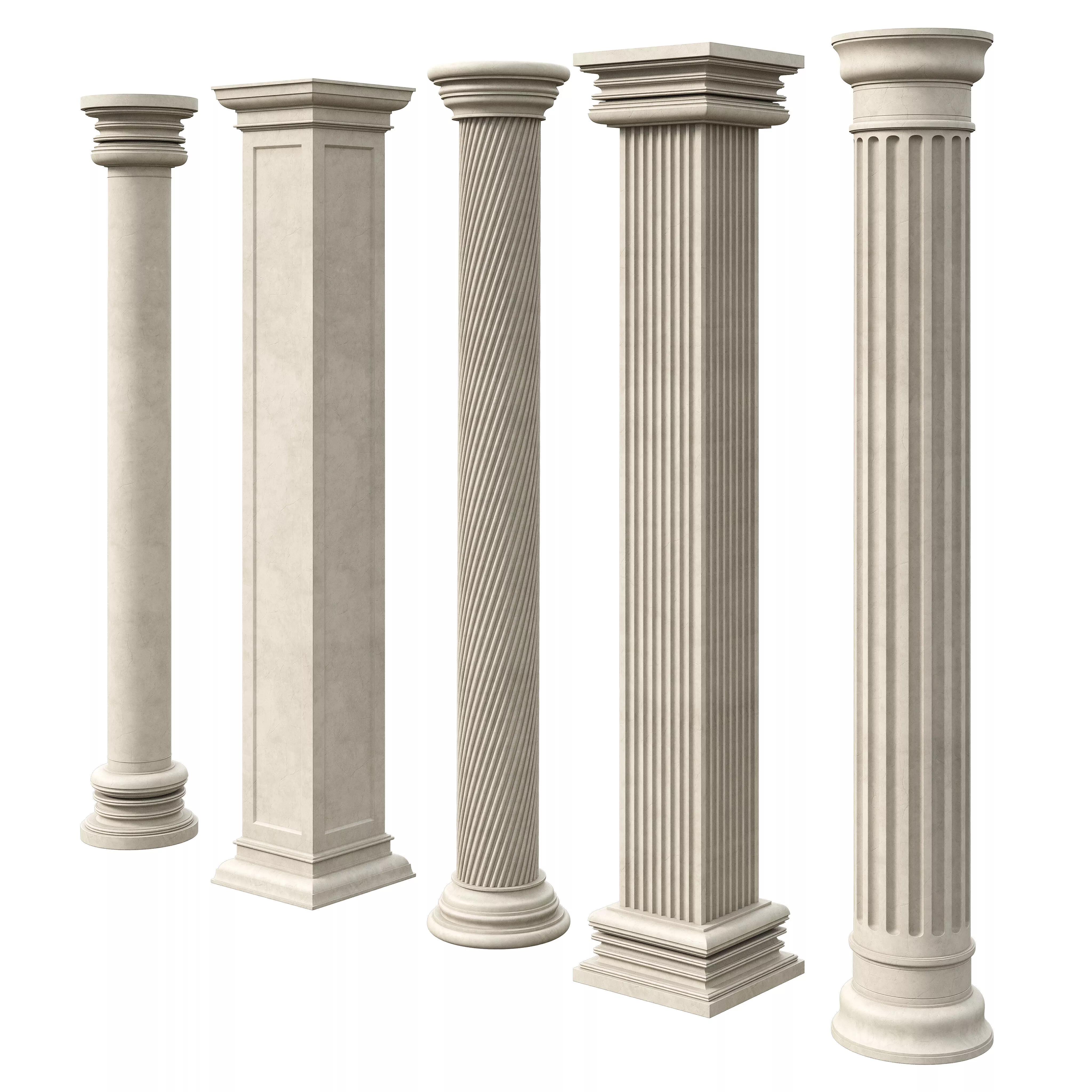 Marble Quintet Columns with Classic Design 3 3D model