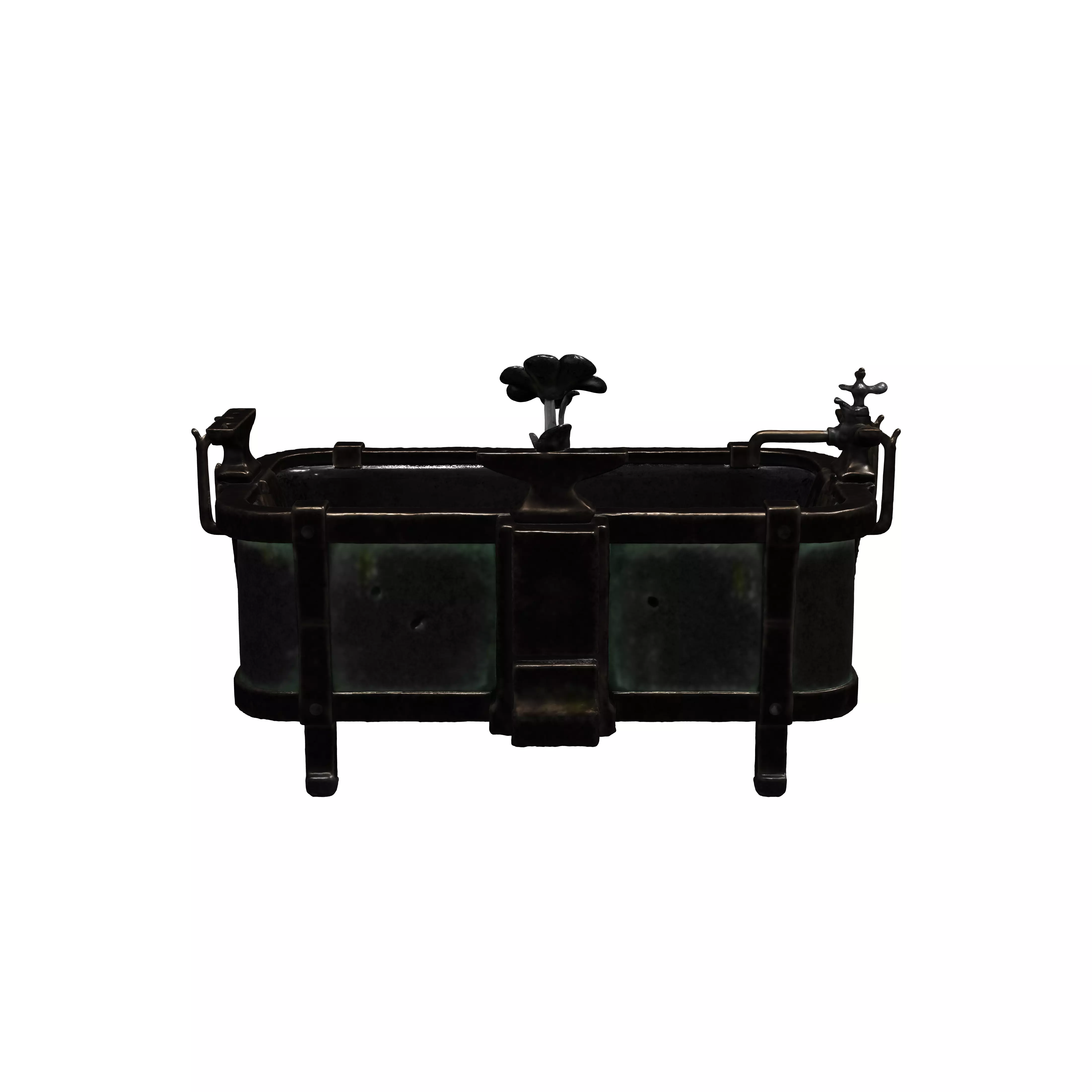 Ancient rectangular metal bathtub realistic proportions approx 3D model