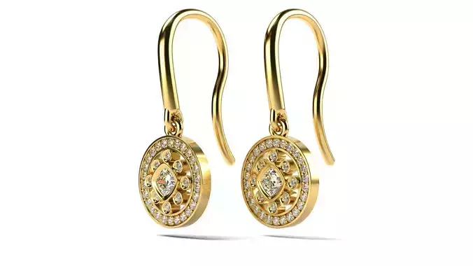 Cushion and Diamond Stud Earrings