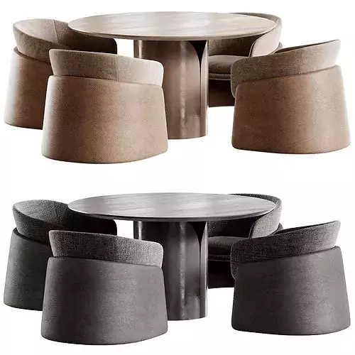 Vida Conference Table and Seba Lounge Chair Low-poly 3D model 2