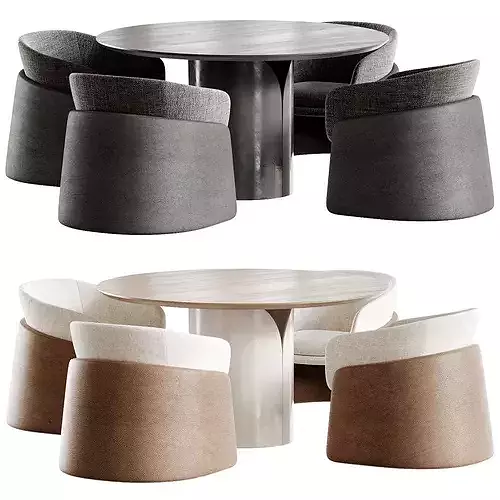 Vida Conference Table and Seba Lounge Chair Low-poly 3D model 4