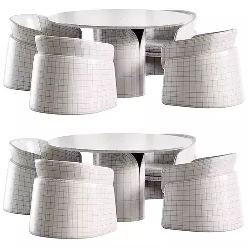 Vida Conference Table and Seba Lounge Chair Low-poly 3D model 7