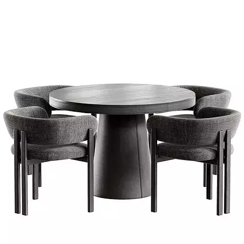 Lagen Table and Bay Wood Chair Naturedesign Low-poly 3D model 2