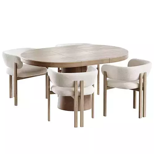 Lagen Table and Bay Wood Chair Naturedesign Low-poly 3D model 6