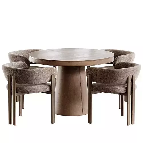 Lagen Table and Bay Wood Chair Naturedesign Low-poly 3D model 5