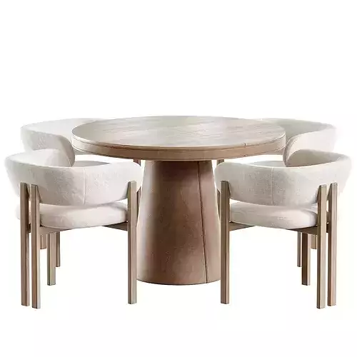 Lagen Table and Bay Wood Chair Naturedesign Low-poly 3D model 4