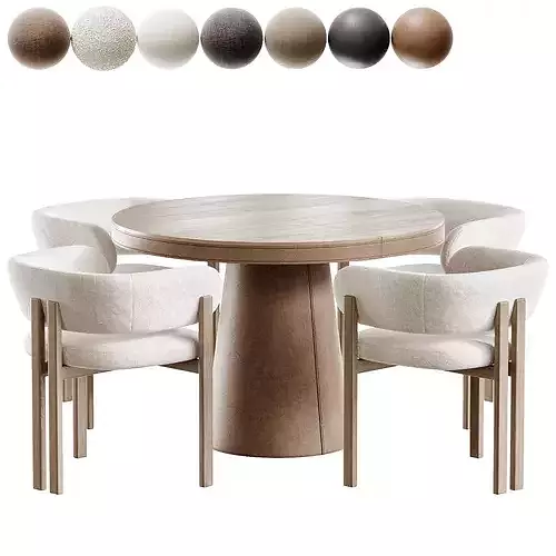 Lagen Table and Bay Wood Chair Naturedesign Low-poly 3D model 3
