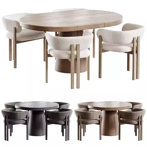 Lagen Table and Bay Wood Chair Naturedesign Low-poly 3D model