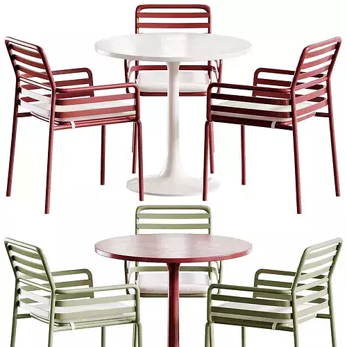 Tyulip Table and Cuscino Doga Armchair Low-poly 3D model 4